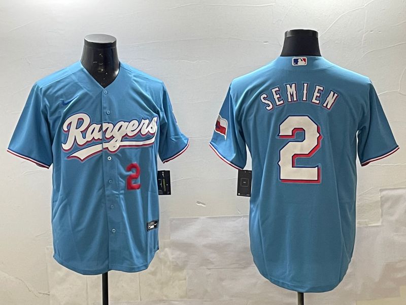 Men Texas Rangers #2 Semien Light Blue Game 2025 Nike MLB Jersey style 3